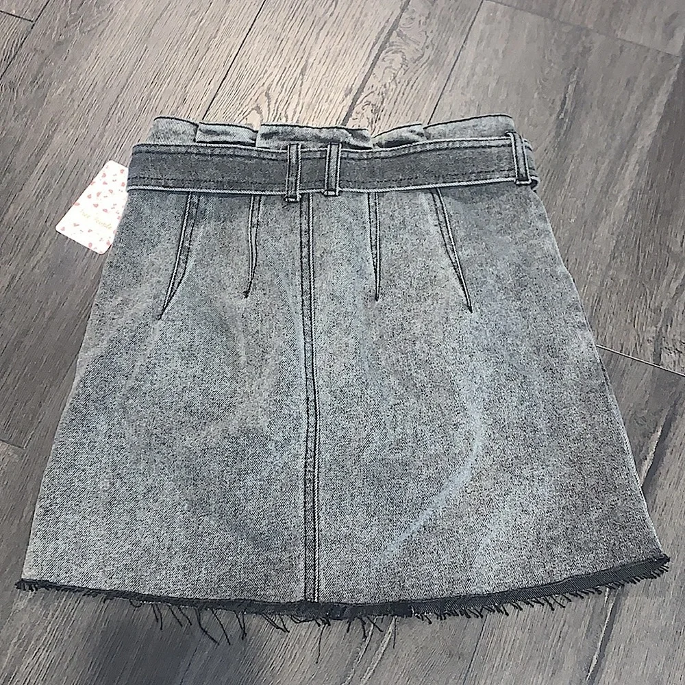 NWT Free People East of Eden Tie Waist Denim Skirt Washed Black Size 26 - Picture 8 of 13